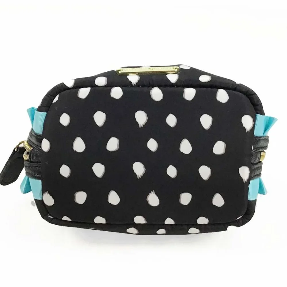 Betsy Johnson Black & White Polka Dot Cosmetic Bag NWOT